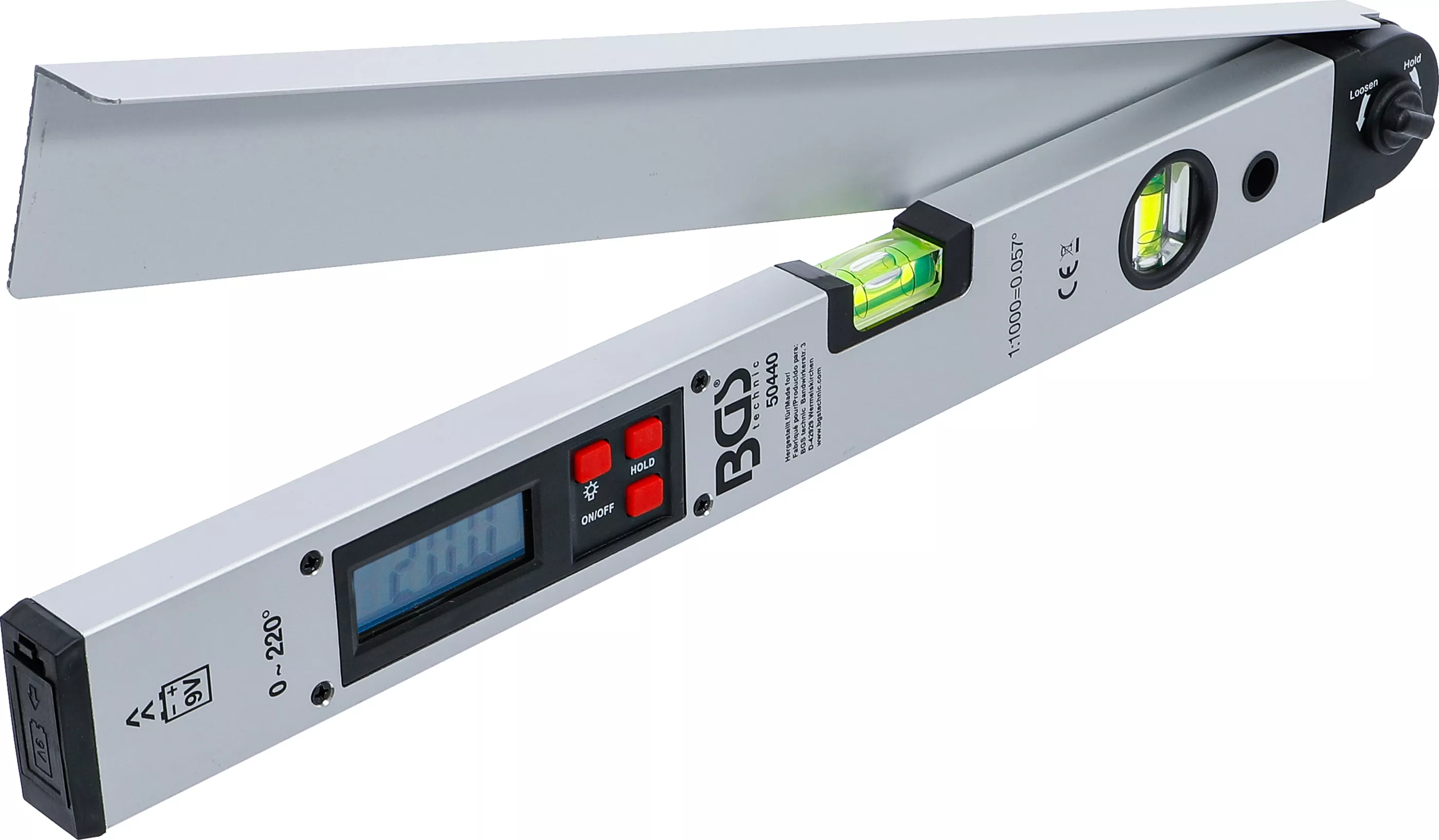 Digital LCD-vinkelmätare med vattenpass | 450 mm
