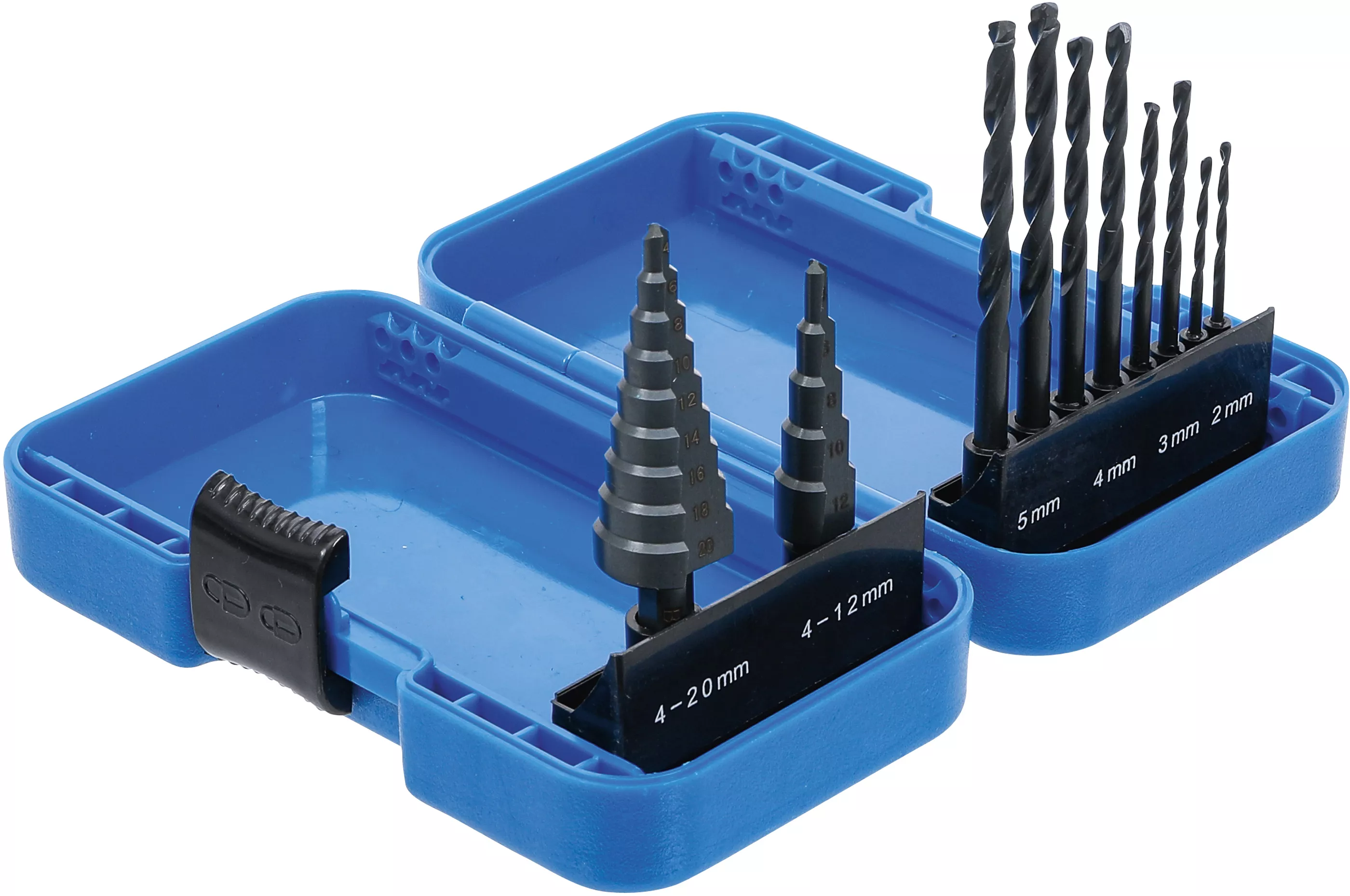 Spiral & Stegborrsats HSS 4-12 / 4-20mm  borr 2-5 mm 10-delar
