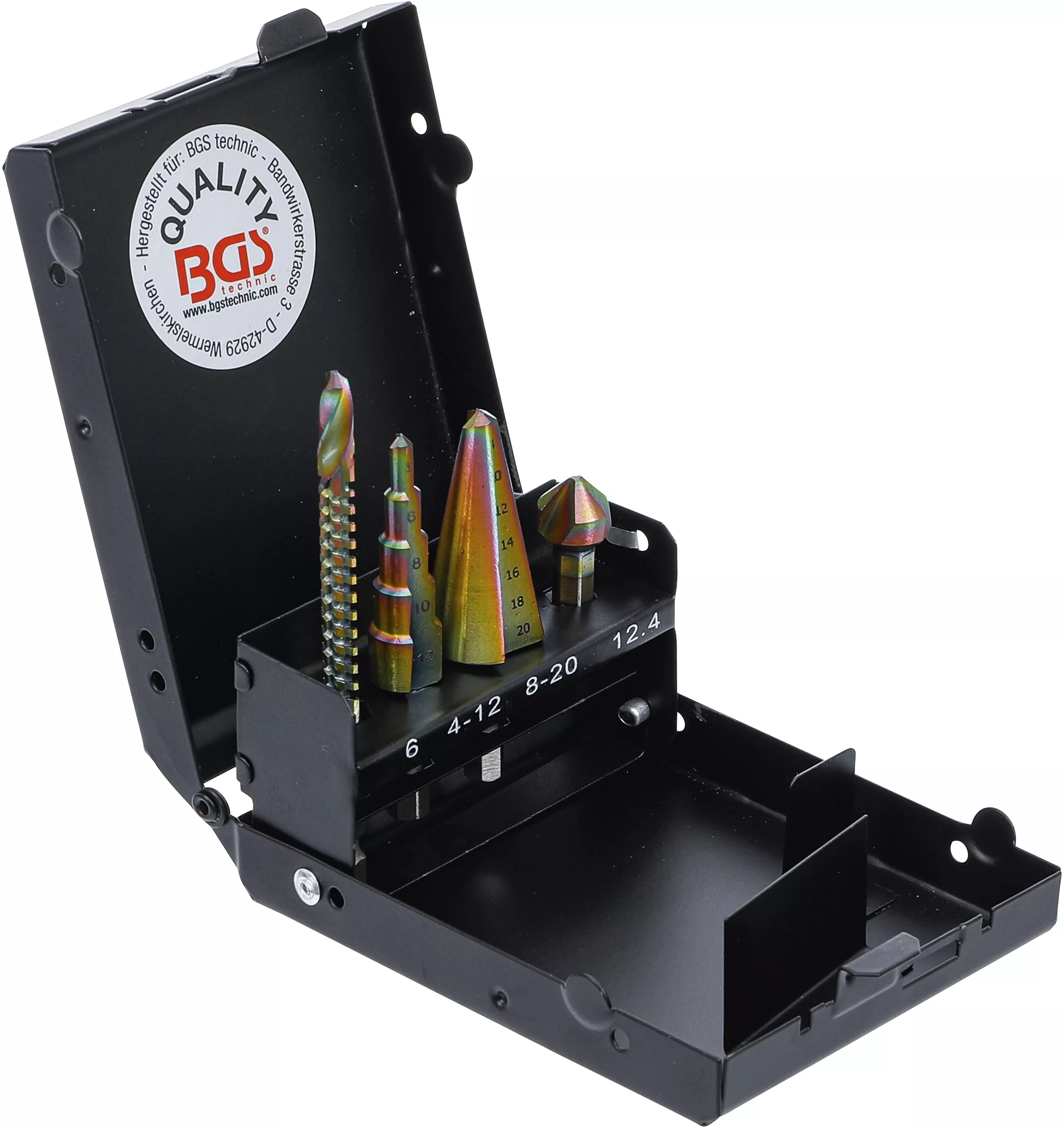 Multiborrsats HSS-G m. fräsborr, stegborr, försänkare 4-delar