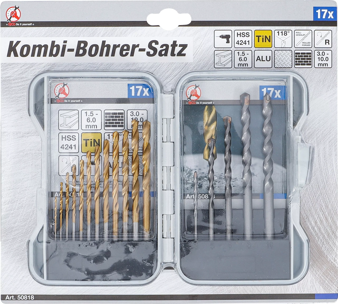 Kombi-Borr-sats | 1,5 - 10 mm | 17 delar
