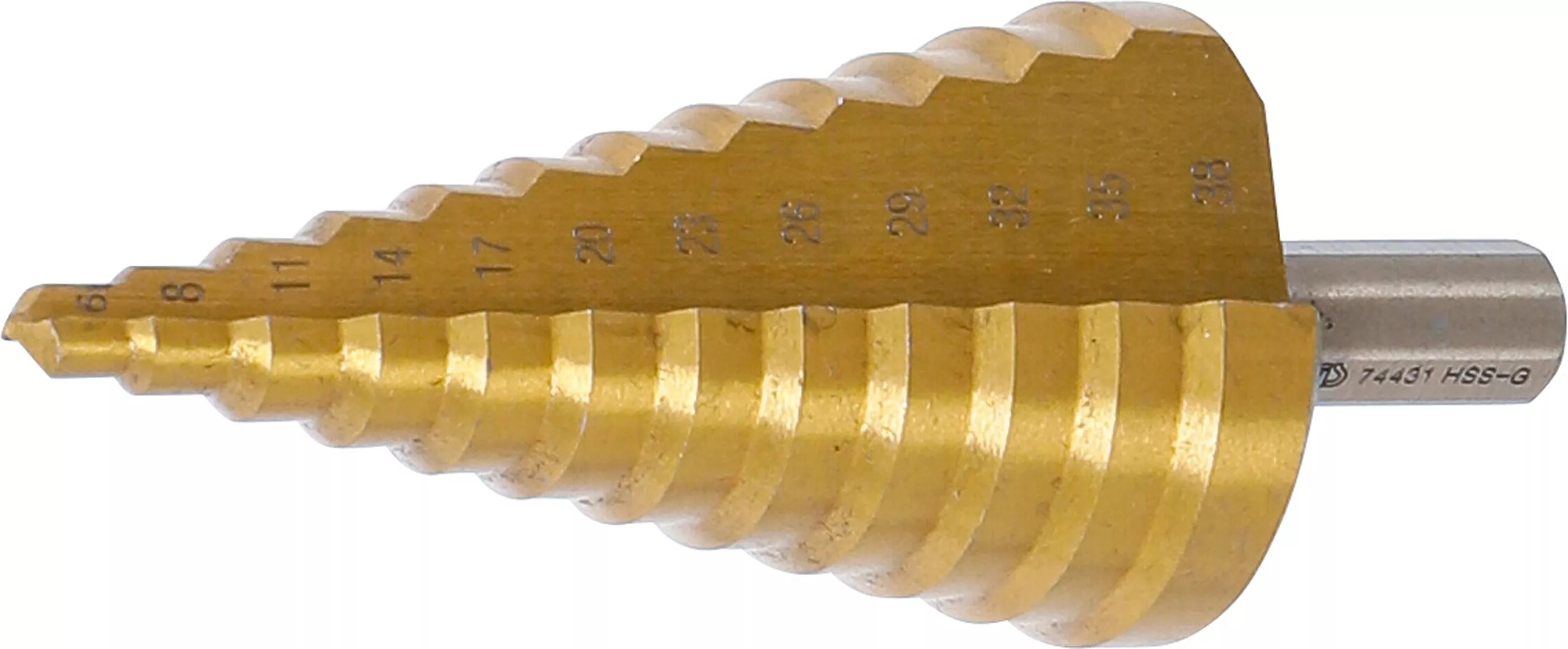 Stegborr HSS med spiralspår TiN Ø 6-38mm