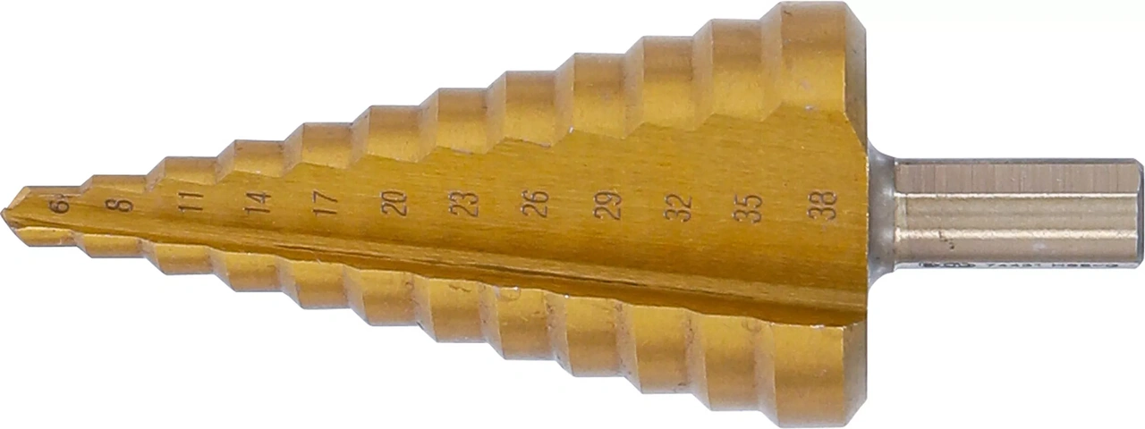 Stegborr HSS med spiralspår TiN Ø 6-38mm