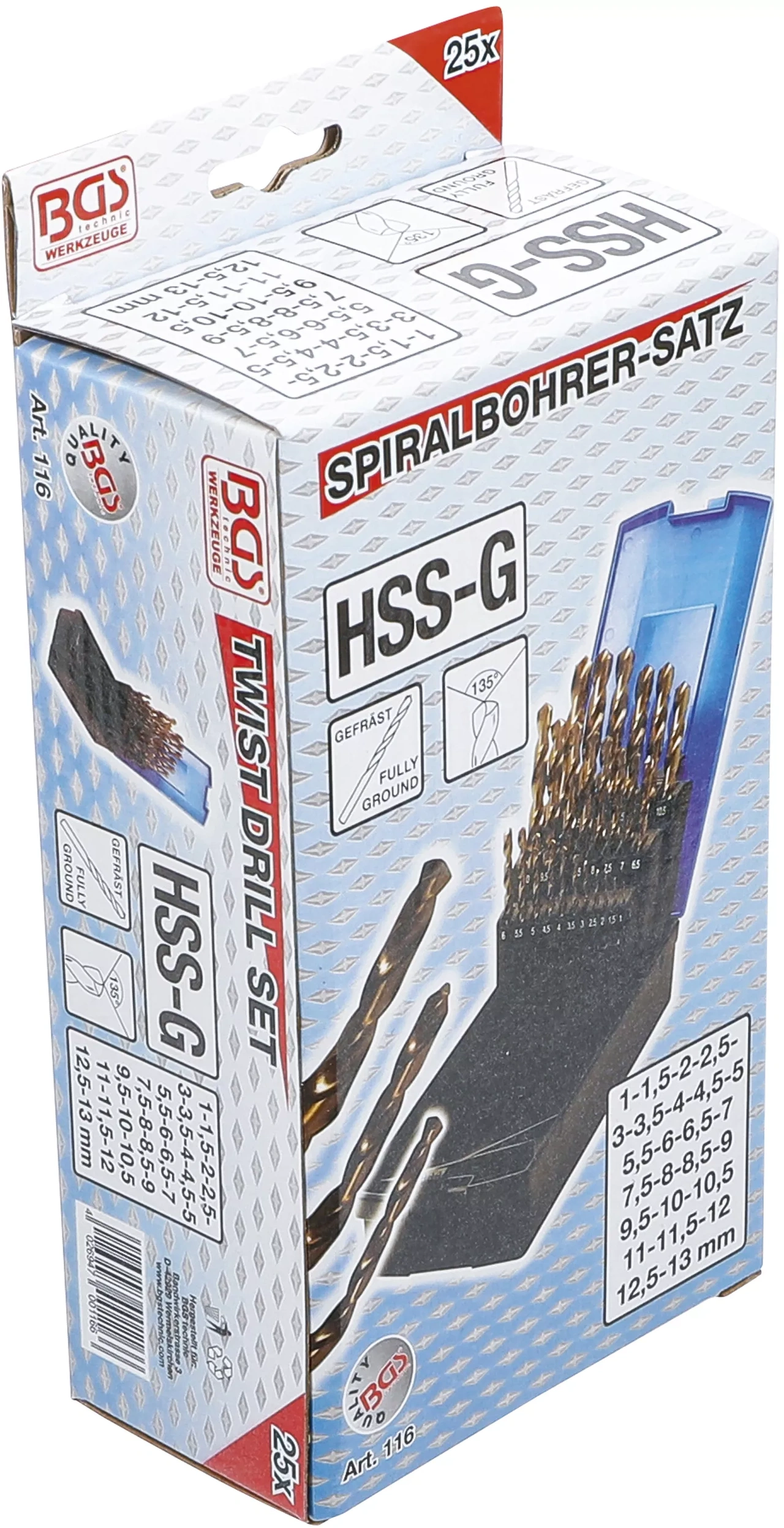 Spiralborrsats HSS-G M35 Co 1-13mm 25-delar