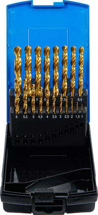 Spiralborr-sats | HSS-G | titan-nitrerat | 1 - 10 mm | 19 delar
