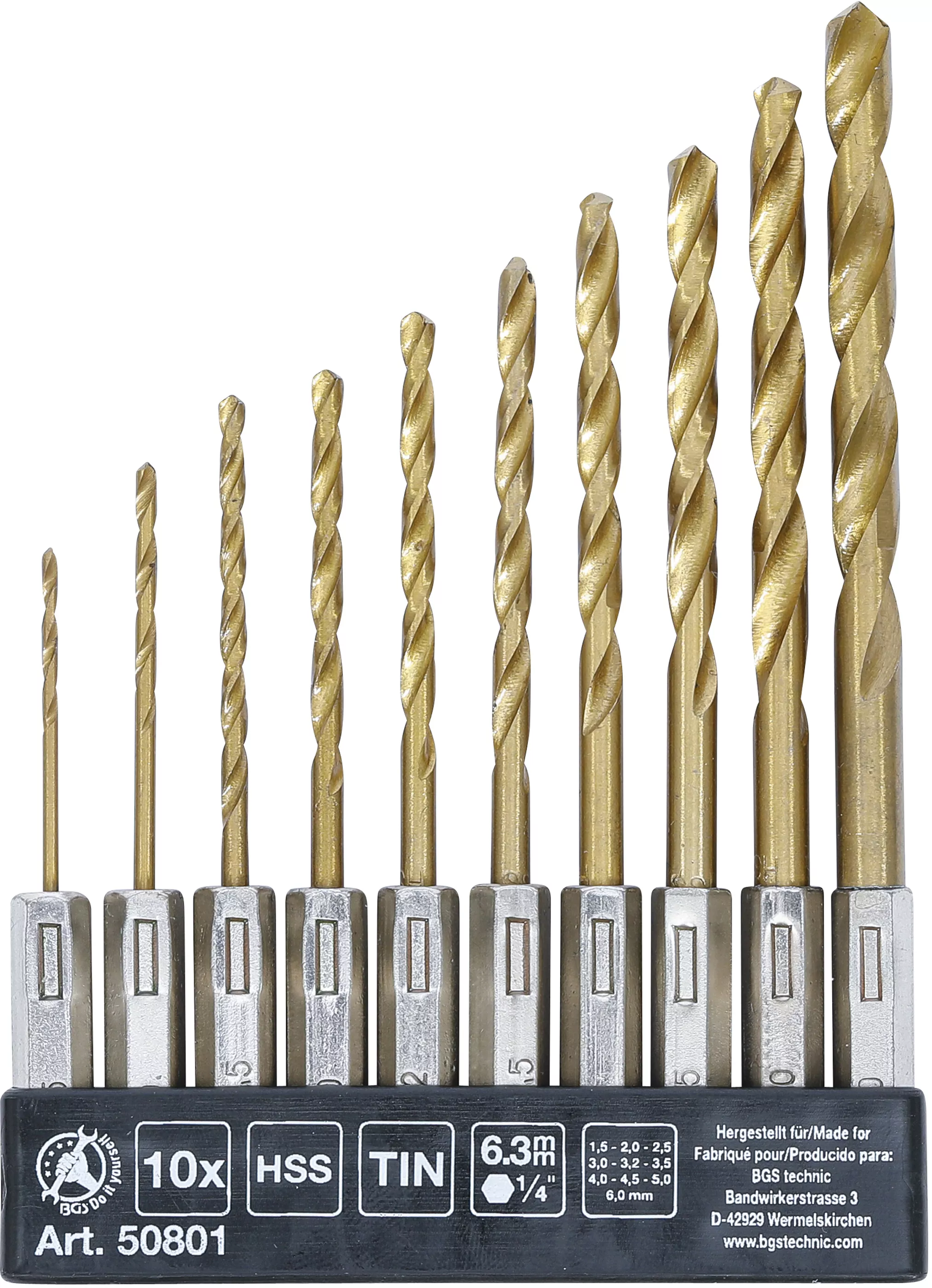 HSS-Borr-sats | titan-nitrerat | 1,5 - 6 mm | 10 delar