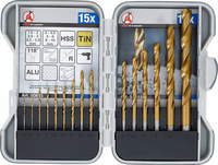 HSS-Spiralborr-sats | titan-nitrerat | 1,5 - 10 mm | 15 delar