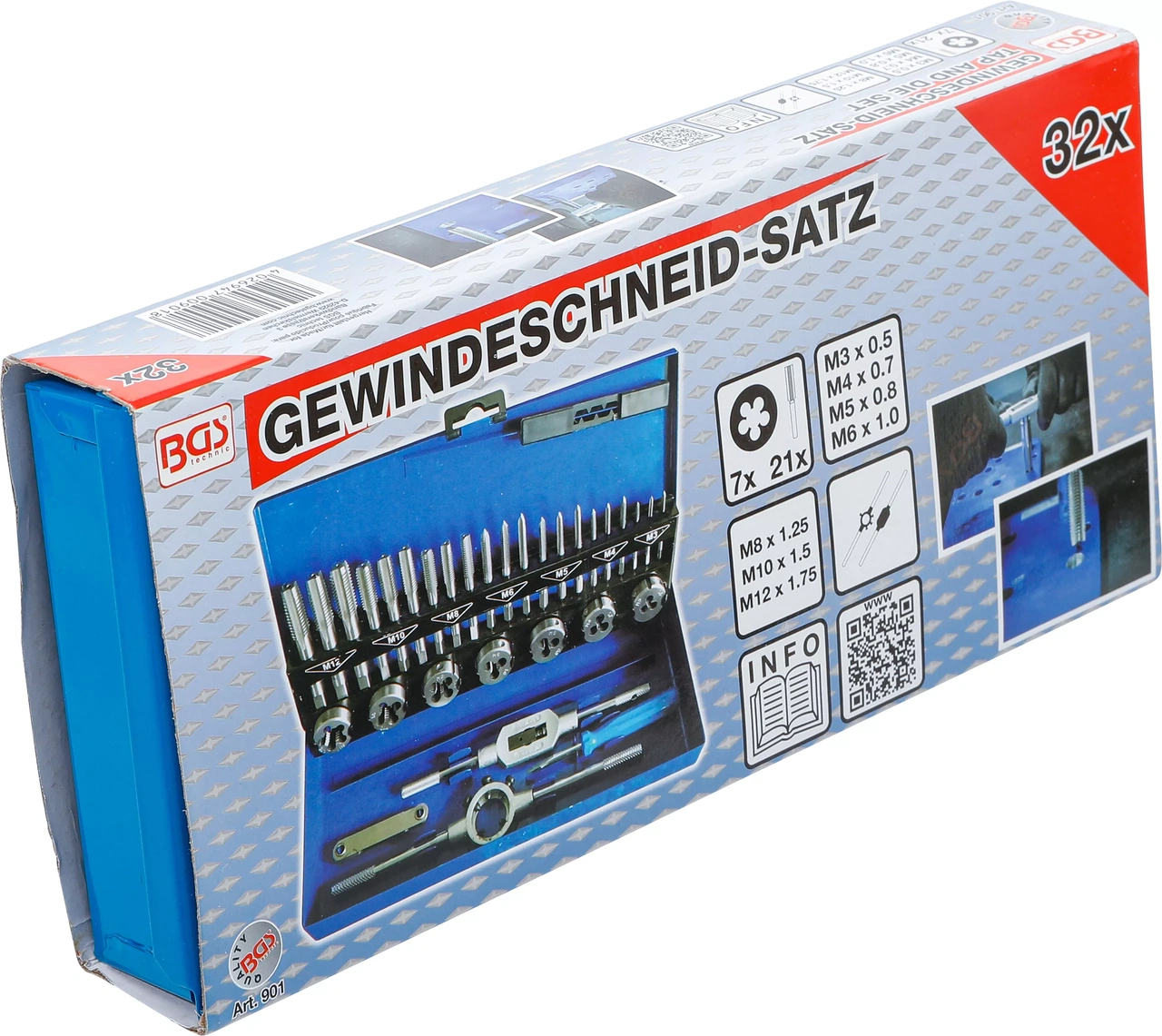 Gängverktyg-sats | M3 - M12 | 32 delar