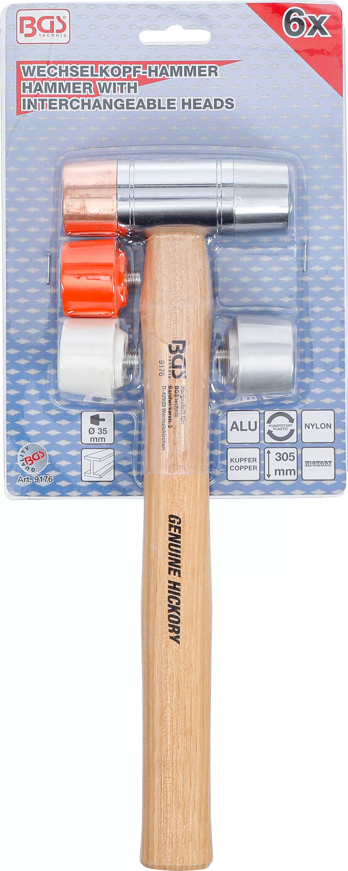 Byteshuvud-hammare | Hickory-skaft | Ø 35 mm