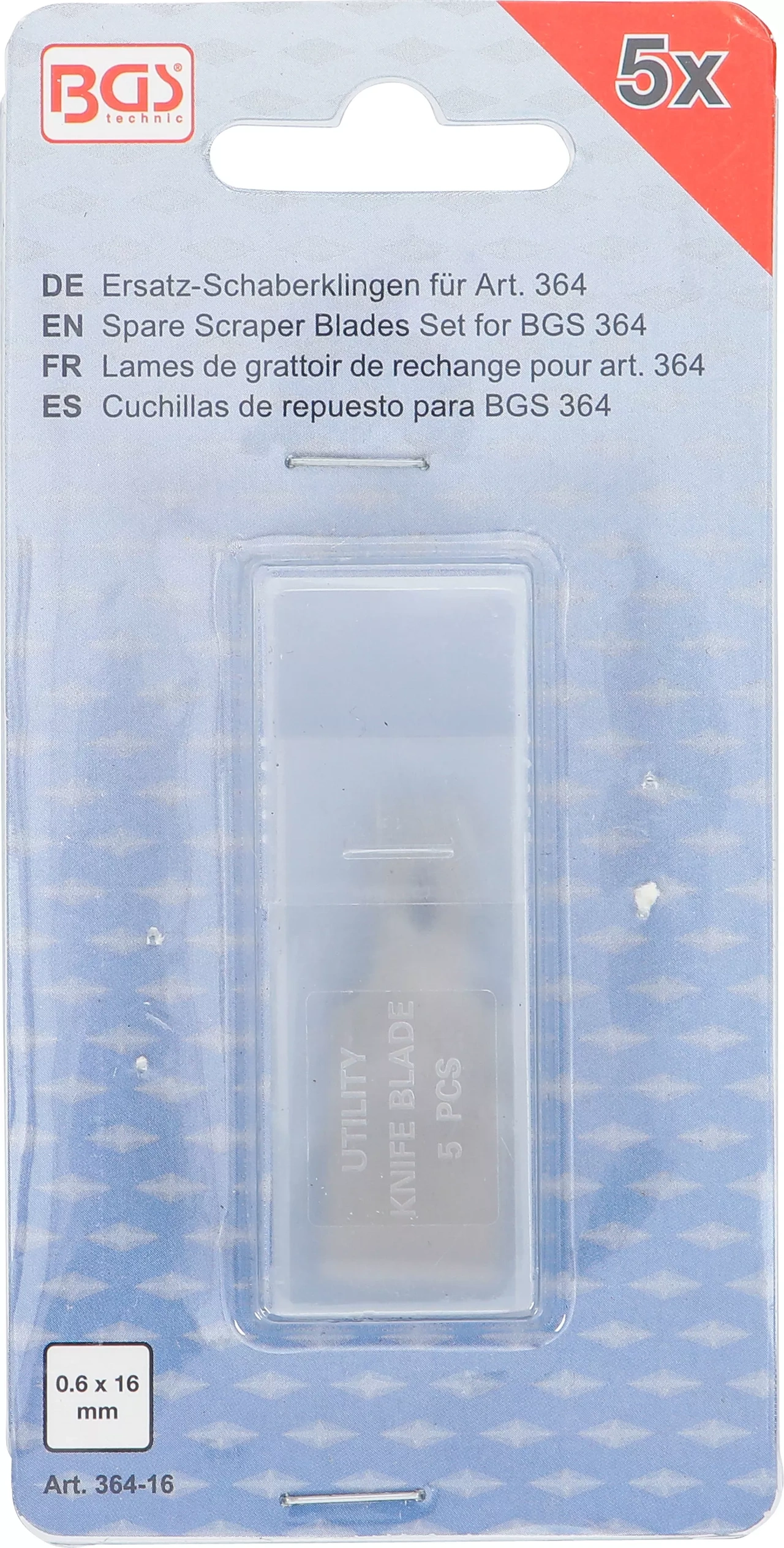 Reserv-Skrapblad för BGS 364 | 0,6 x 16 mm | 5 delar
