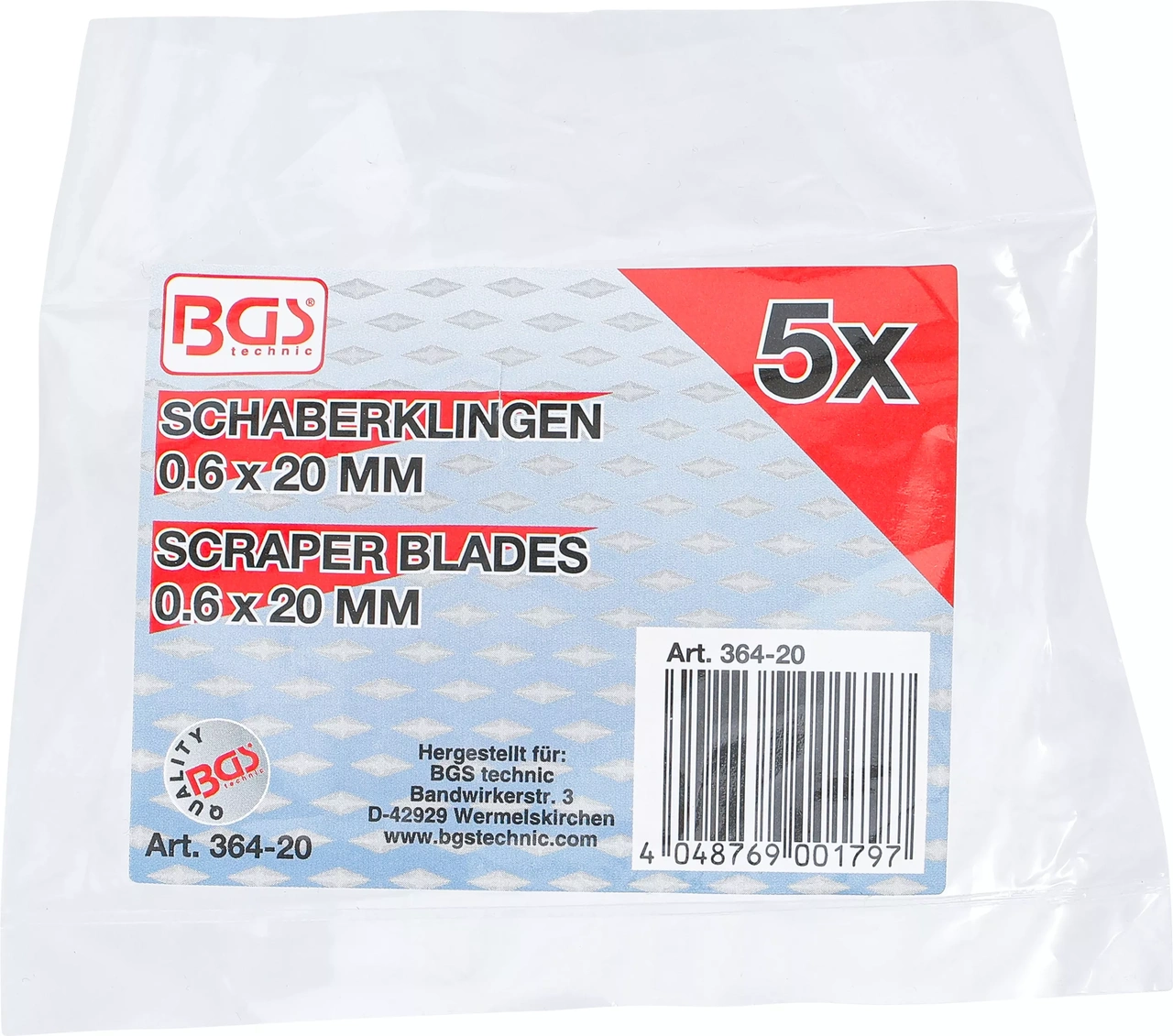 Reserv-Skrapblad för BGS 364 | 0,6 x 20 mm | 5 delar