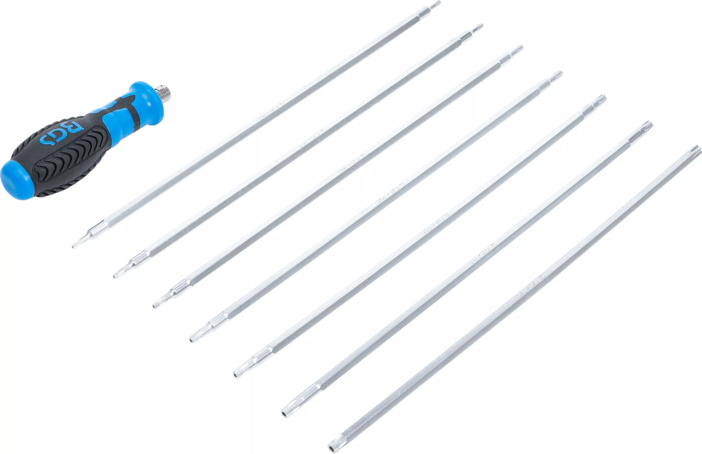 Skruvmejsel-sats med växelklingor | T-Profil (för Torx) / T-Profil (för Torx Plus) med borrning | 8 delar