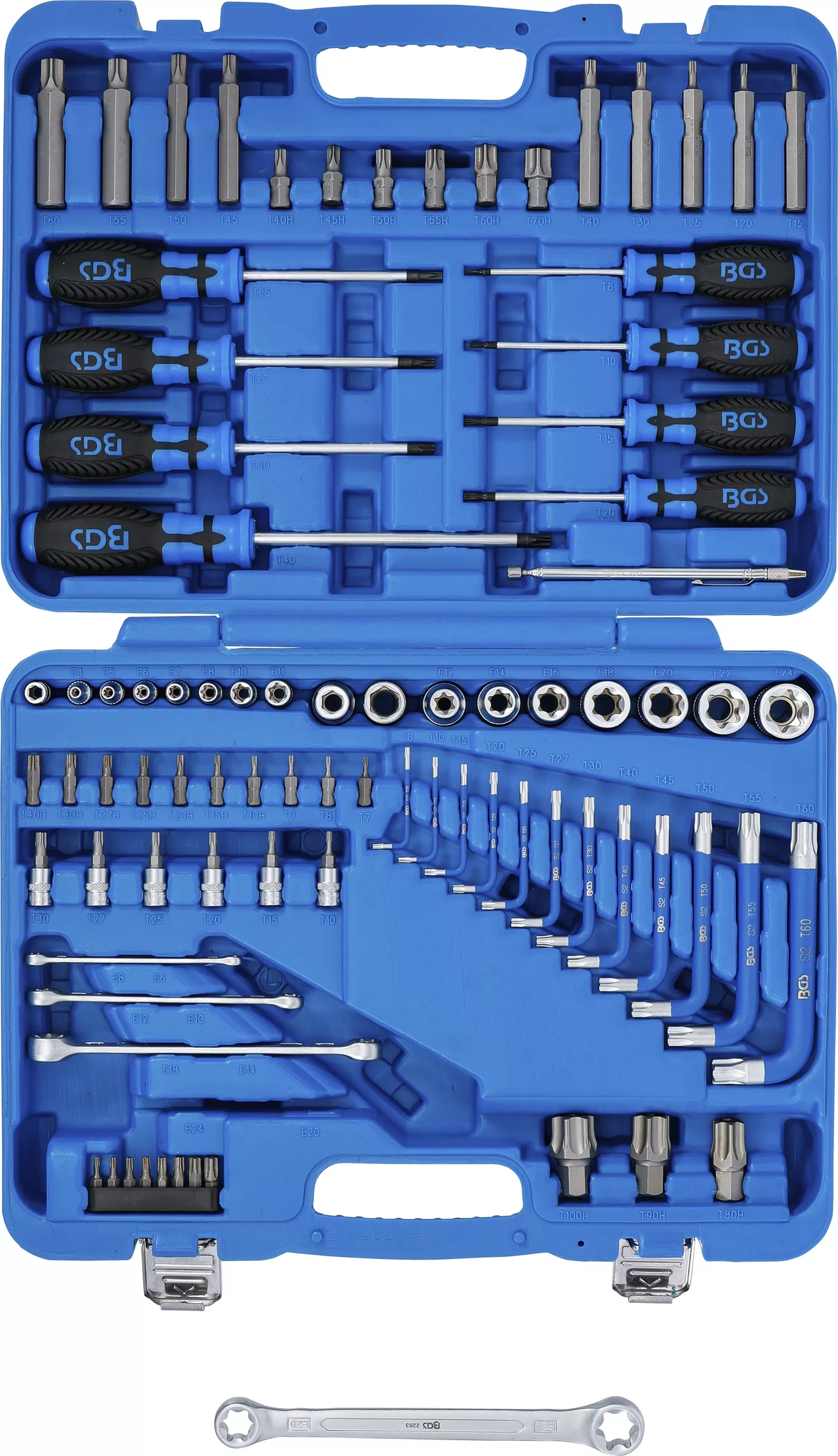 Verktygsortiment | 6,3 mm (1/4") + 12,5 mm (1/2") | E-Profil / T-Profil (för Torx) | 84 delar