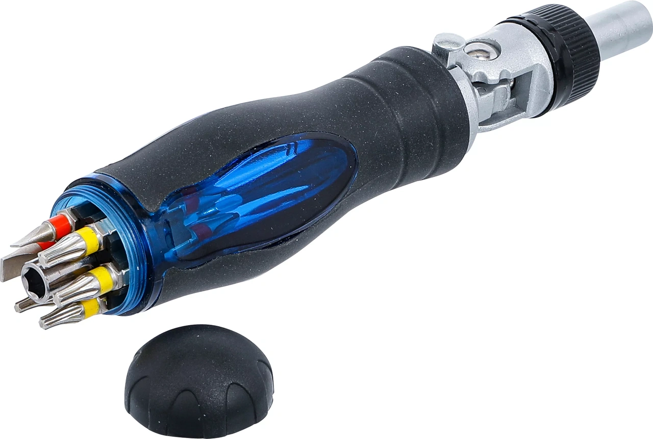 Led-skruvmejsel-Bit-sats | med spärr-vridhandtag, omställbar | 14 delar