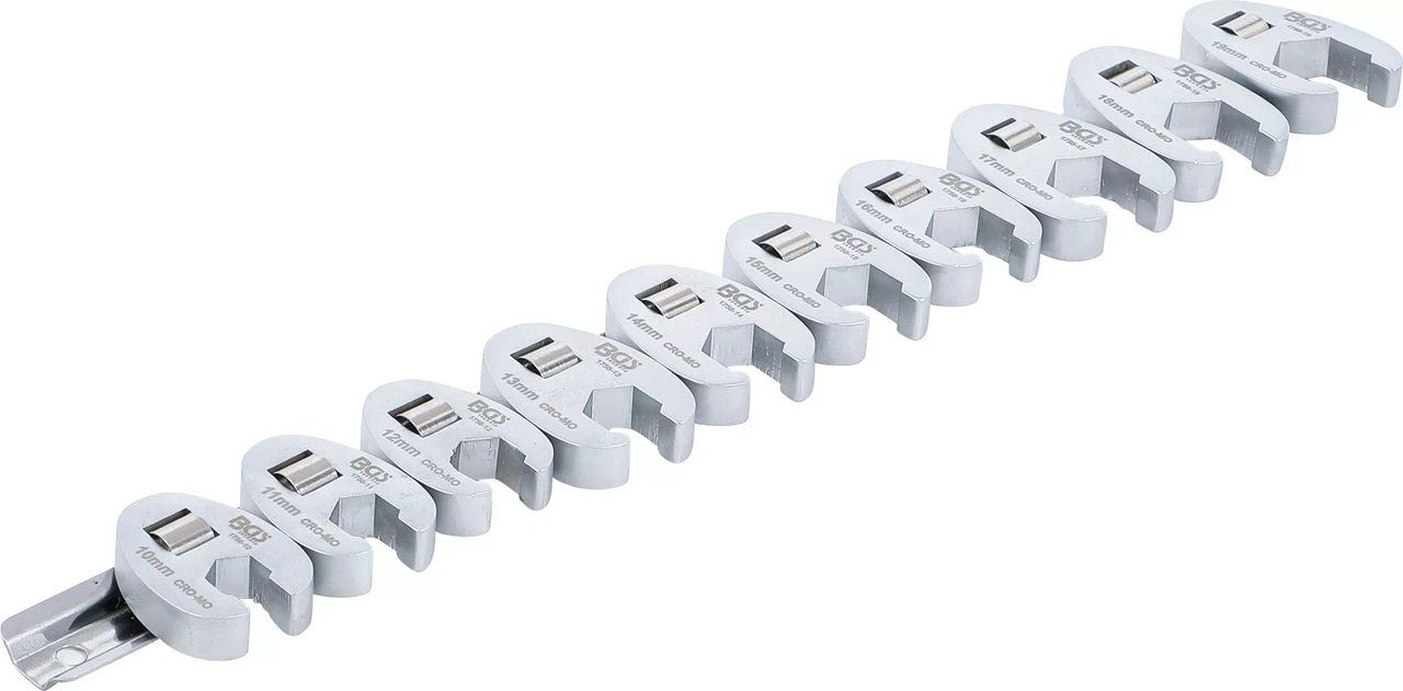 Kråkfotsnyckel-sats | 10 mm (3/8") | 10 - 19 mm | 10 delar