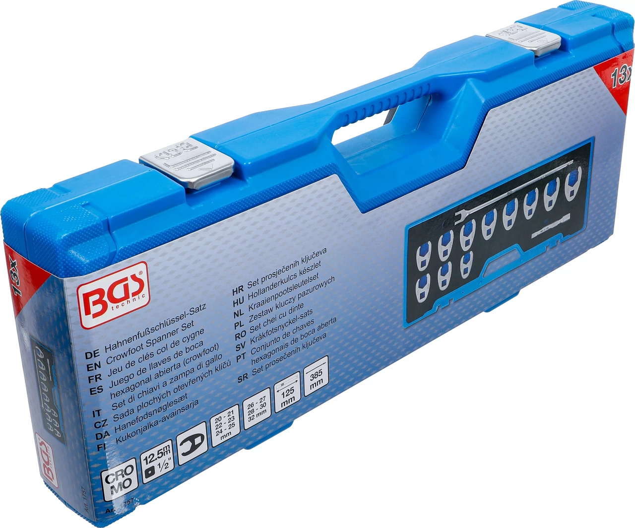 Kråkfotsnyckel-sats | 12,5 mm (1/2") | 20 - 32 mm | 13 delar