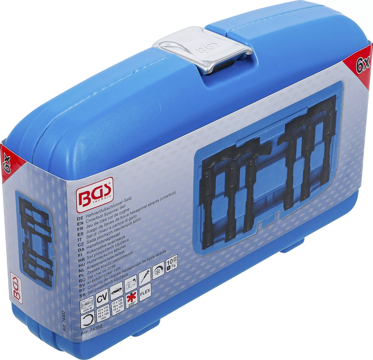 Kråkfotsnyckel-sats | 10 mm (3/8") | med led | 6 delar