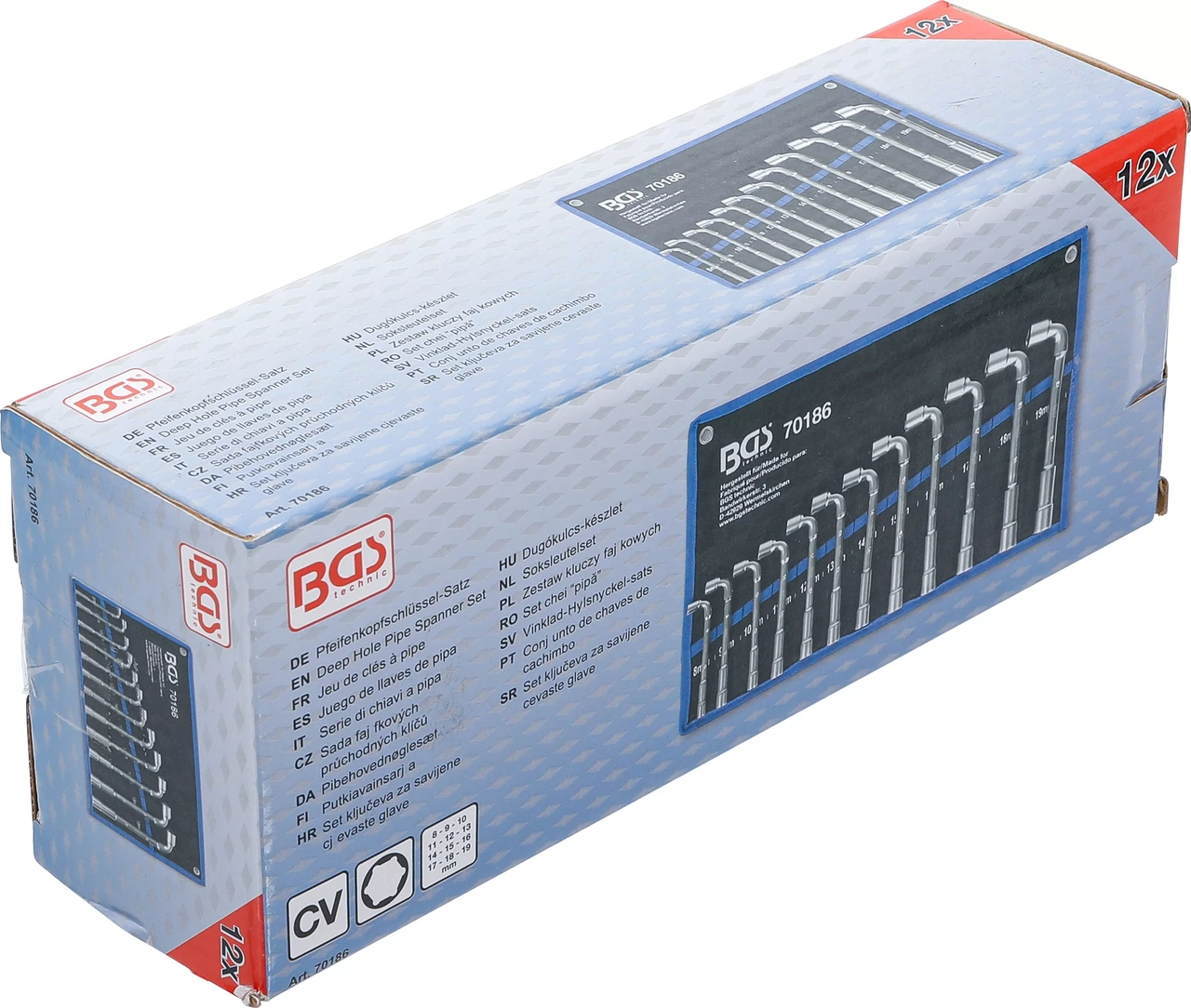 Vinklad-Hylsnyckel-sats | 8 - 19 mm | 12 delar