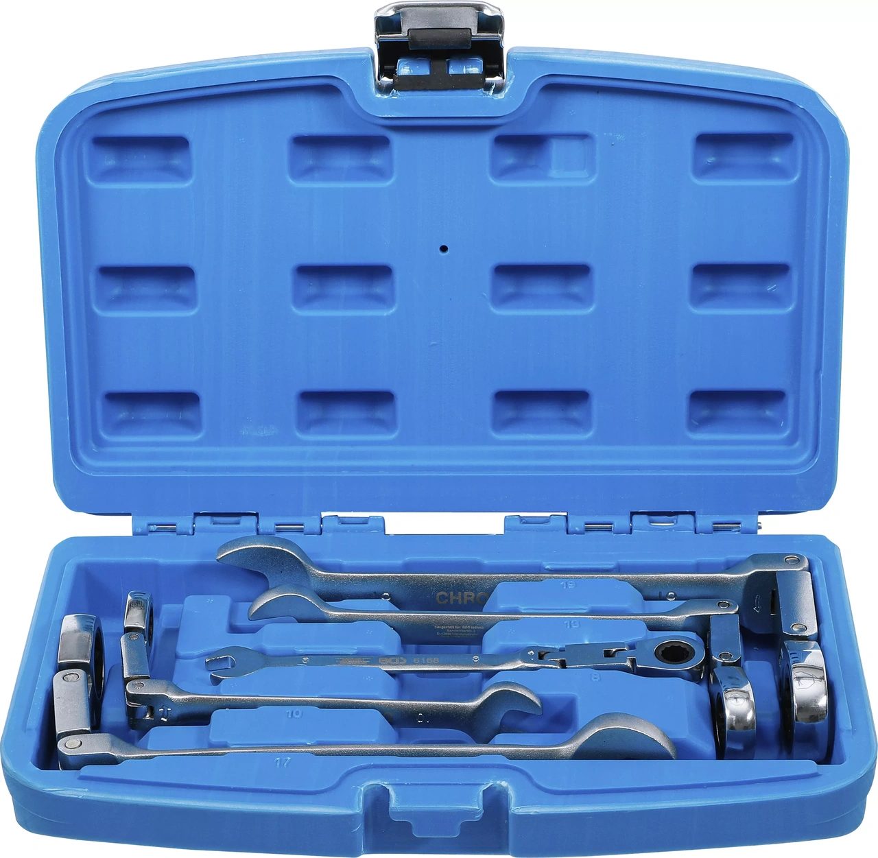 Dubbelledad U-nyckelsats med spärring | vinkelbar | 8 - 19 mm | 5 delar