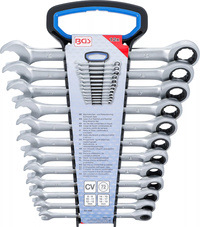 U-/ringnyckel med spärr -sats | 8 - 19 mm | 12 delar