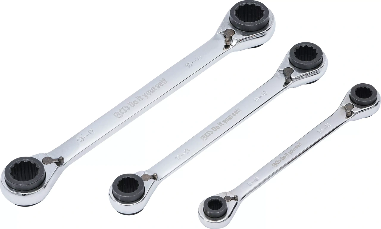 Ringnyckelsats med spärr | 4-i-1 | NV 8 x 9 - 18 x 19 mm