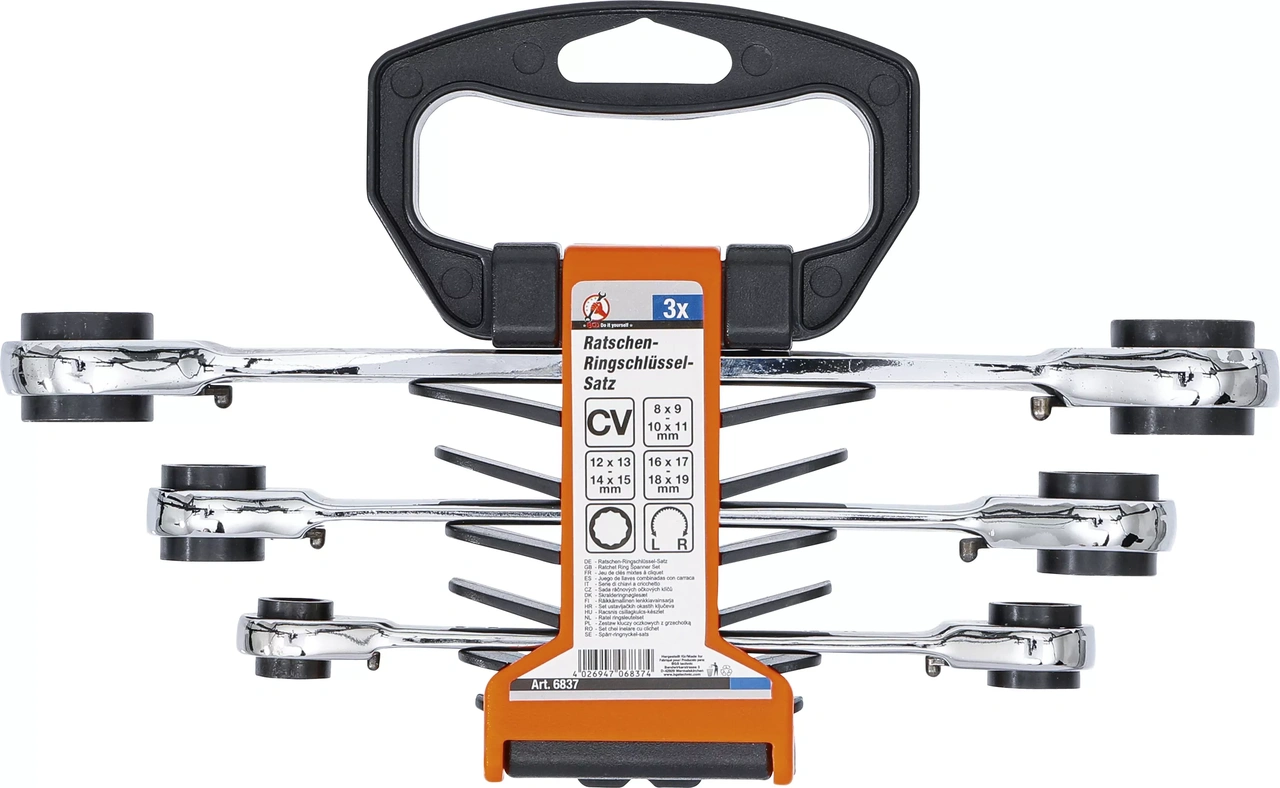 Ringnyckelsats med spärr | 4-i-1 | NV 8 x 9 - 18 x 19 mm