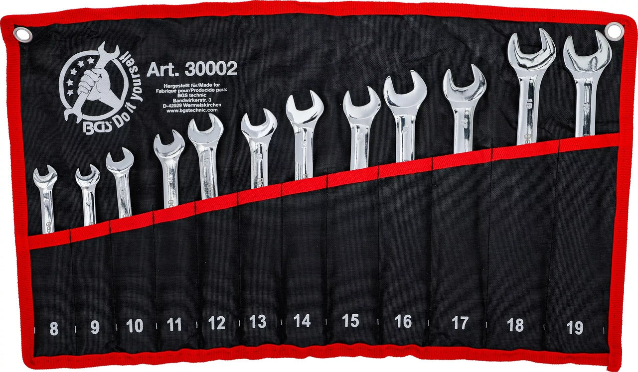 Spärring-U-nyckel-sats | Flexibla huvuden | 8 - 19 mm | 12 delar