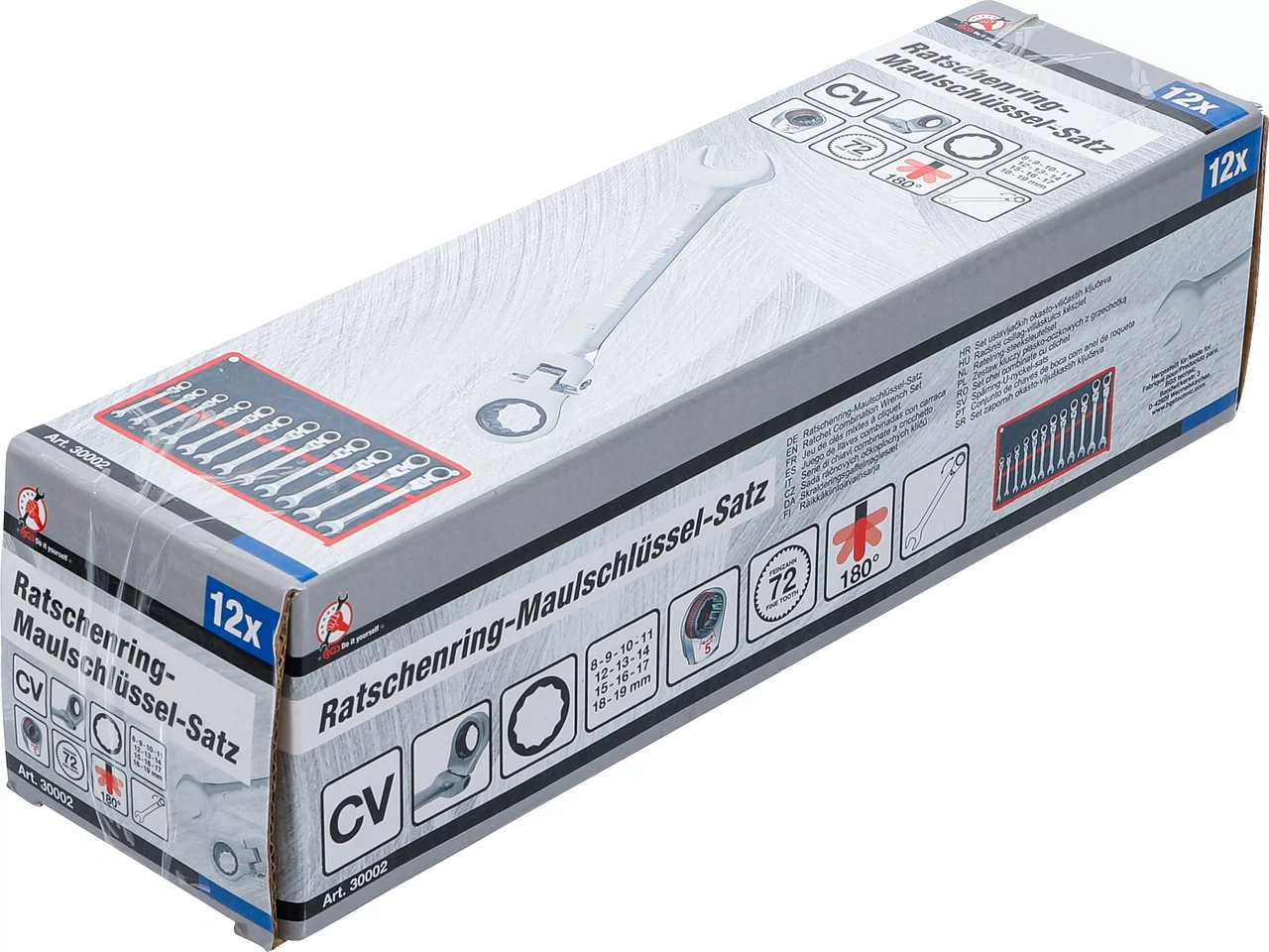 Spärring-U-nyckel-sats | Flexibla huvuden | 8 - 19 mm | 12 delar