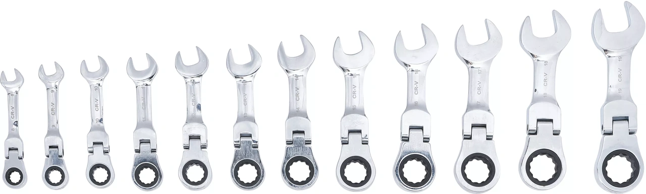 Spärring-U-nyckel-sats | extra kort | 8 - 19 mm | 12 delar