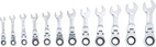 Spärring-U-nyckel-sats | extra kort | 8 - 19 mm | 12 delar