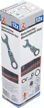 Spärring-U-nyckel-sats | extra kort | 8 - 19 mm | 12 delar