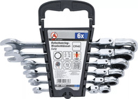 Spärring-U-nyckel-sats | Flexibla huvuden | 8 - 19 mm | 6 delar