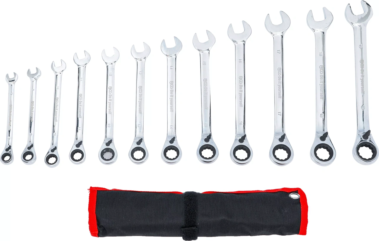 Spärring-U-nyckel-sats | med omkastare | 8 - 19 mm | 12 delar