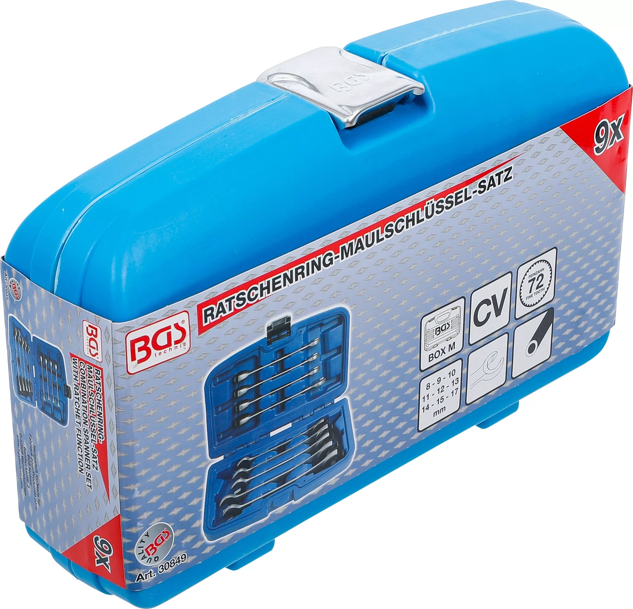 Spärring-U-nyckel-sats | öppen | 8 - 17 mm | 9 delar