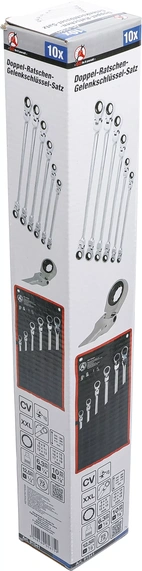 Dubbel-spärr-lednyckel-sats | 8 - 19 mm | 10 delar