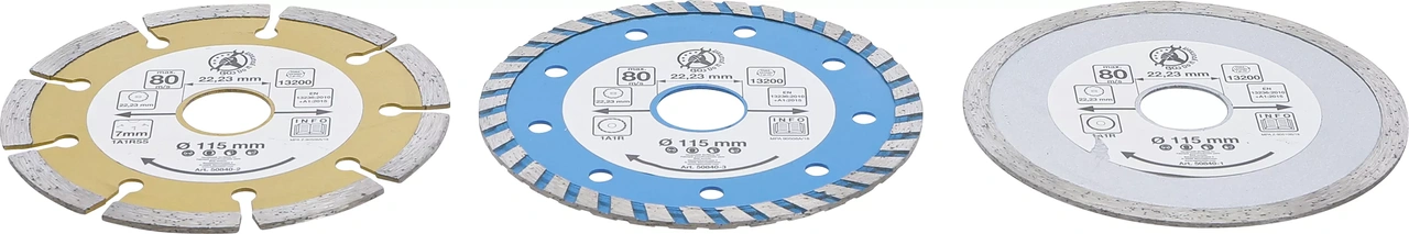 Diamantkapskivsats Ø 115mm, hål-Ø 20mm 3-delar