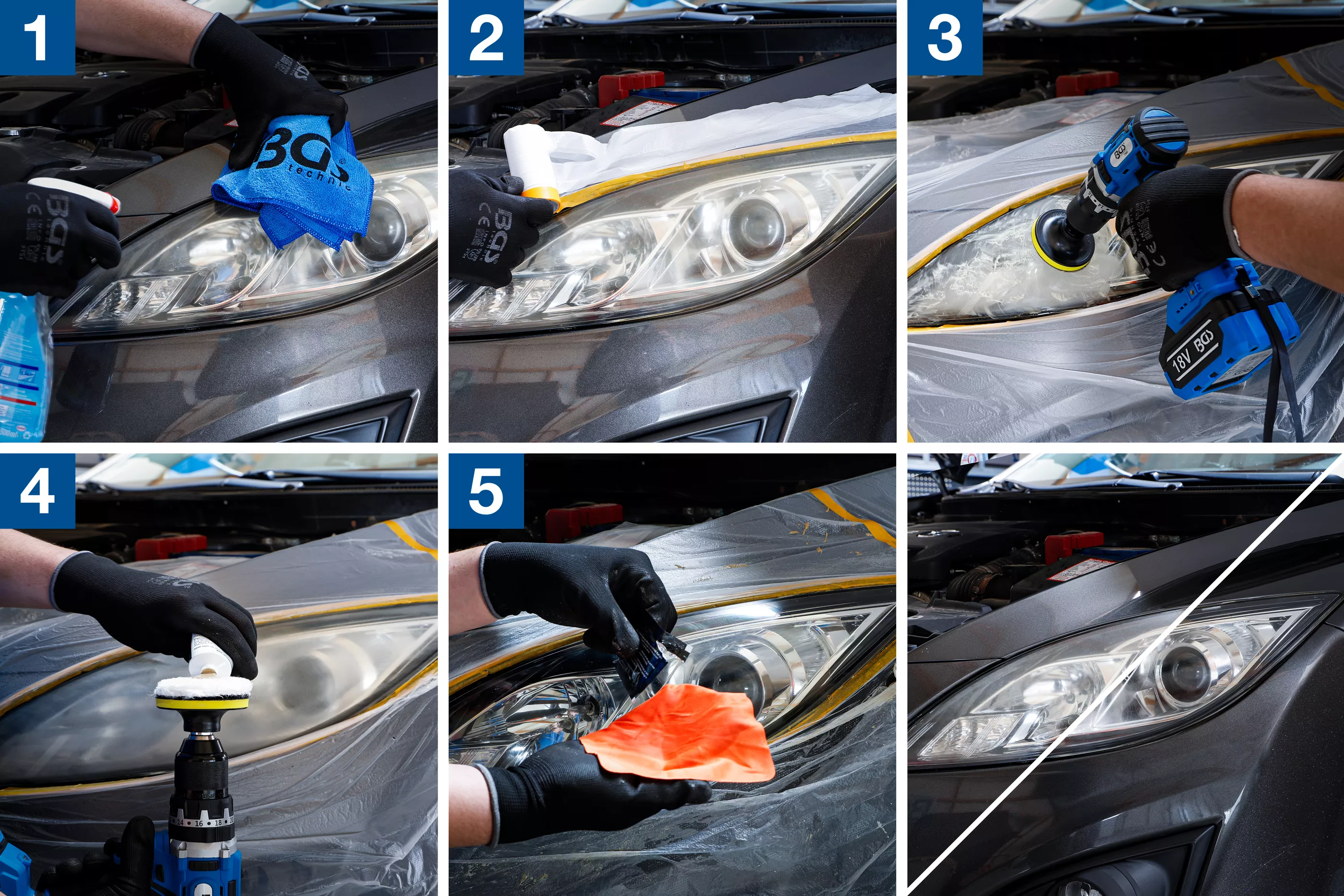 Poleringssats för fordonsstrålkastare 14-delar