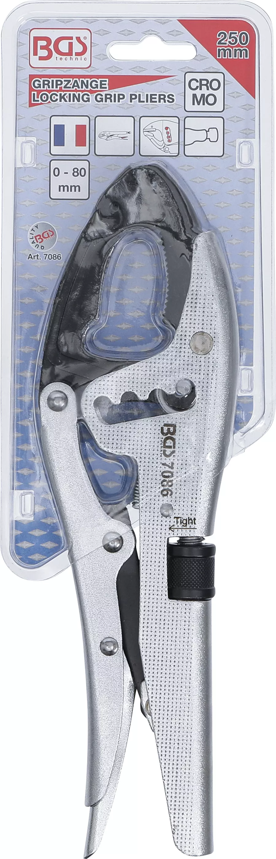 Griptång | 4-faldig snabbjustering | Käftarnas ändor svängbara | Fransk typ | 250 mm