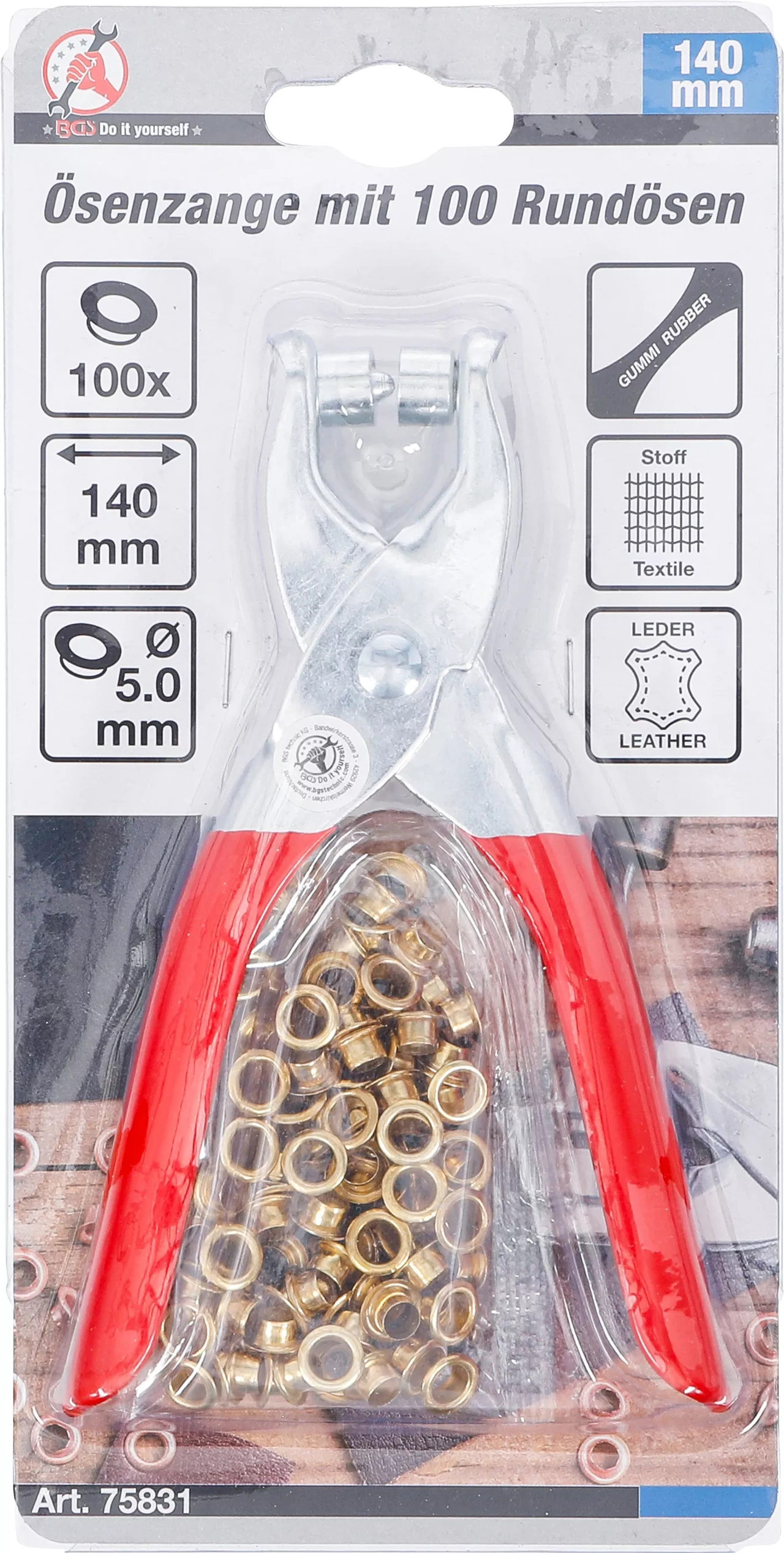 Öljettång med 100 runda öljetter | 5,0 mm