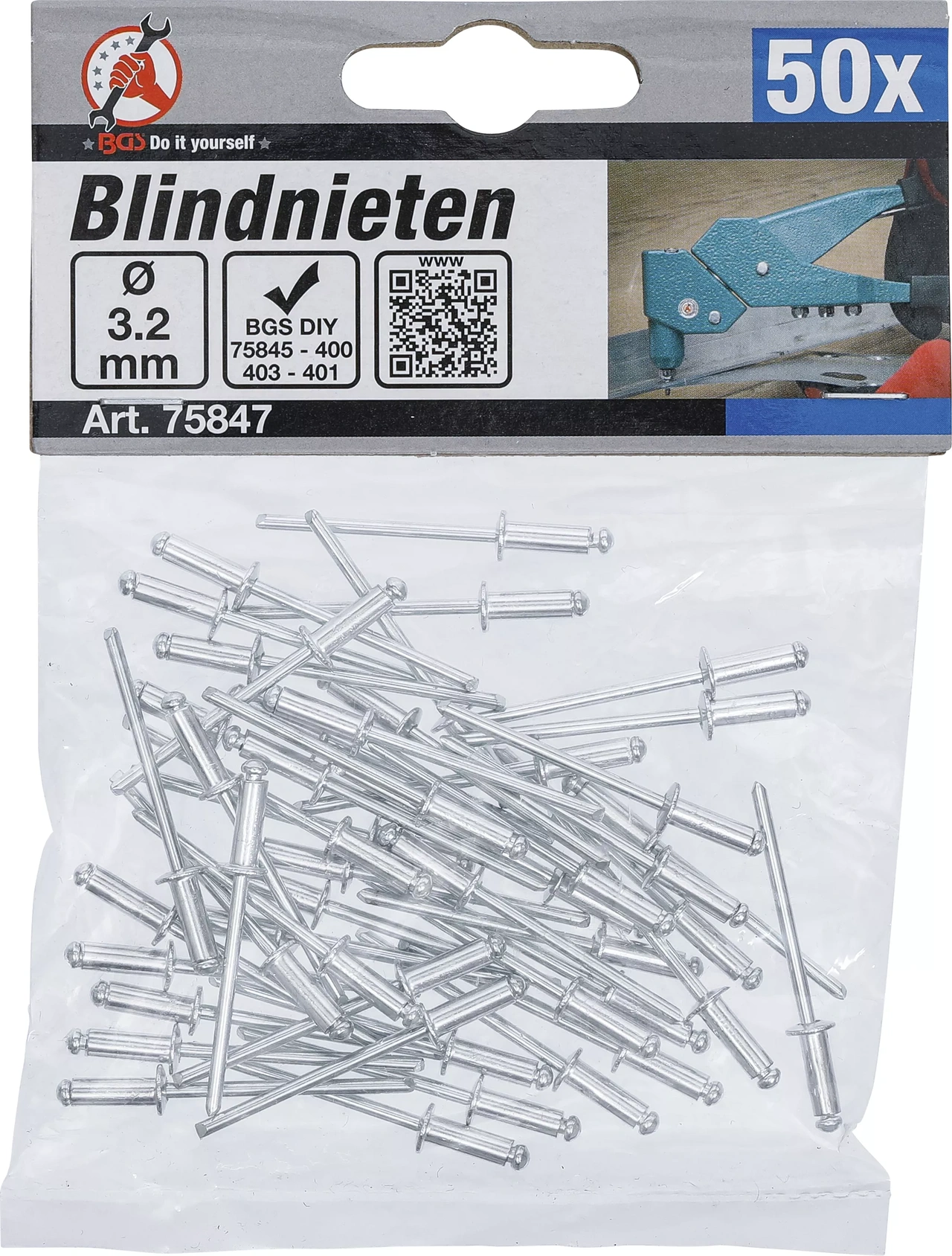 Blindnit-sortiment | Ø 3,2 mm | 50 delar