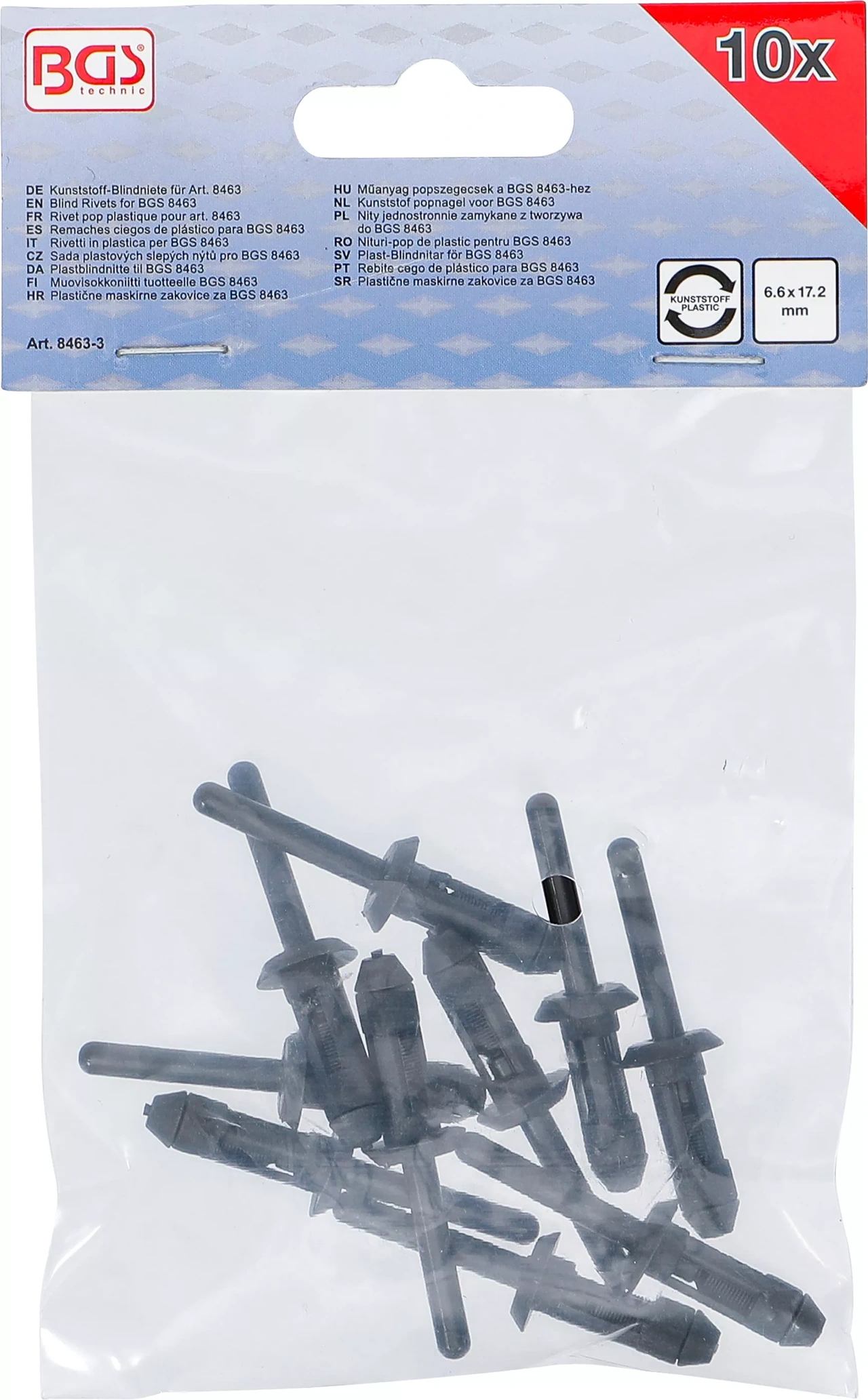 Plast-Blindnitar för BGS 8463 | 6,6 x 17,2 mm | 10 delar
