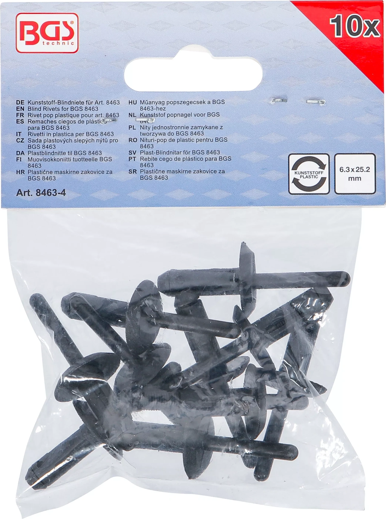 Plast-Blindnitar för BGS 8463 | 6,3 x 25,2 mm | 10 delar
