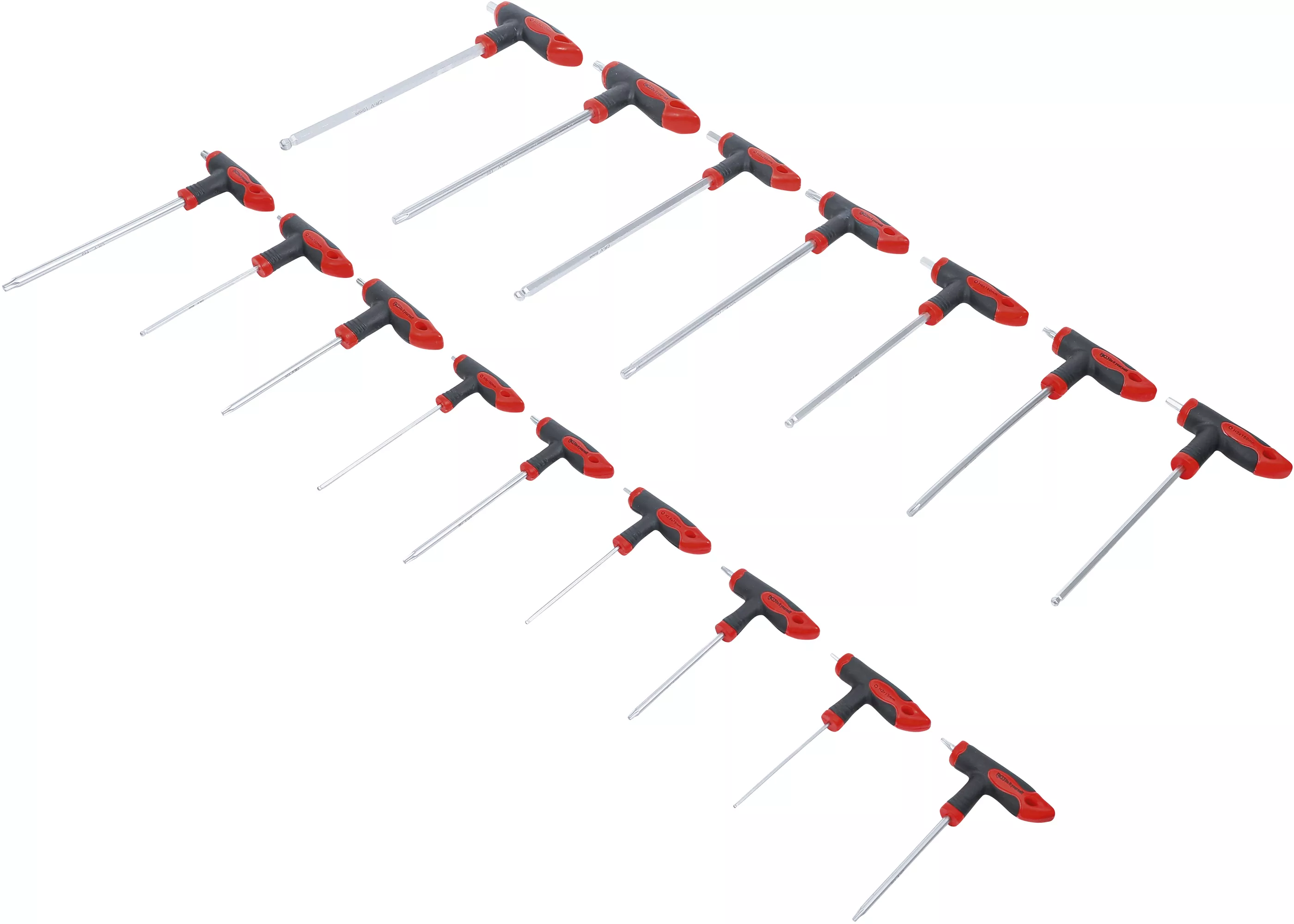 Skruvmejselsats med T-handtag och klinga på sidan | Inre sexkant / T-Profil (för Torx) 16 delar