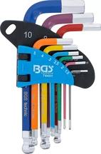 Vinkelnyckel-sats | Multicolour | kort | Inre sexkant, Inre sexkant med kulhuvud 1,5 - 10 mm | 9 delar