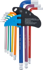 Vinkelnyckel-sats | Multicolour | Inre sexkant, Inre sexkant med kulhuvud 1,5 - 10 mm | 9 delar