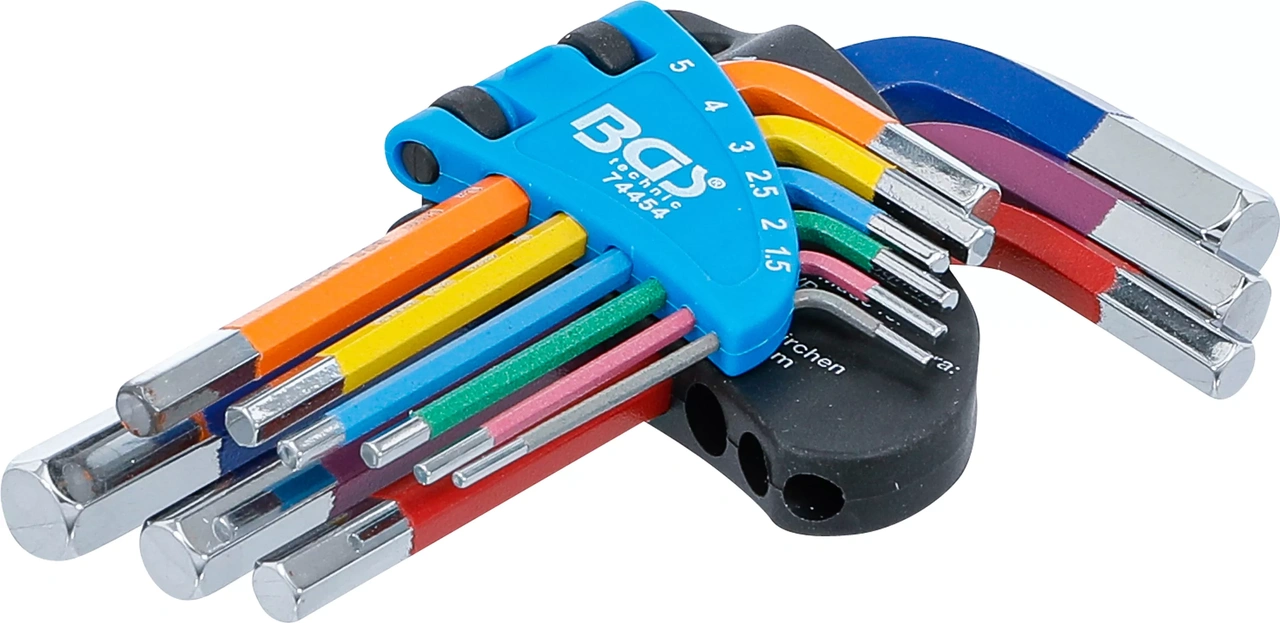 Vinkelnyckel-sats | Multicolour | kort | Inre sexkant 1,5 - 10 mm | 9 delar