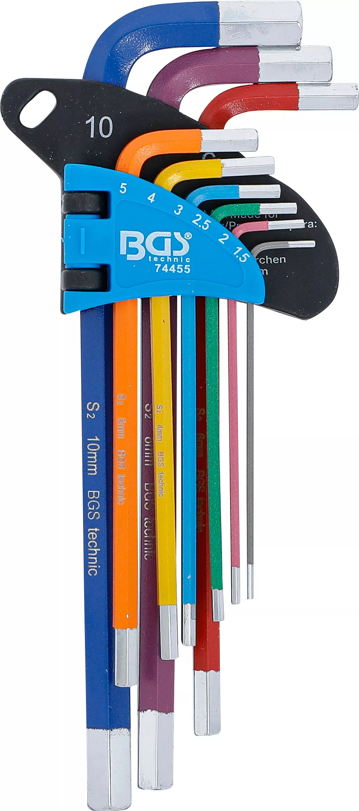 Vinkelnyckel-sats | Multicolour | Inre sexkant 1,5 - 10 mm | 9 delar