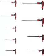 Skruvmejselsats med T-handtag och klinga på sidan | T-Profil (för Torx) med borrning | T10 - T50 | 9 delar