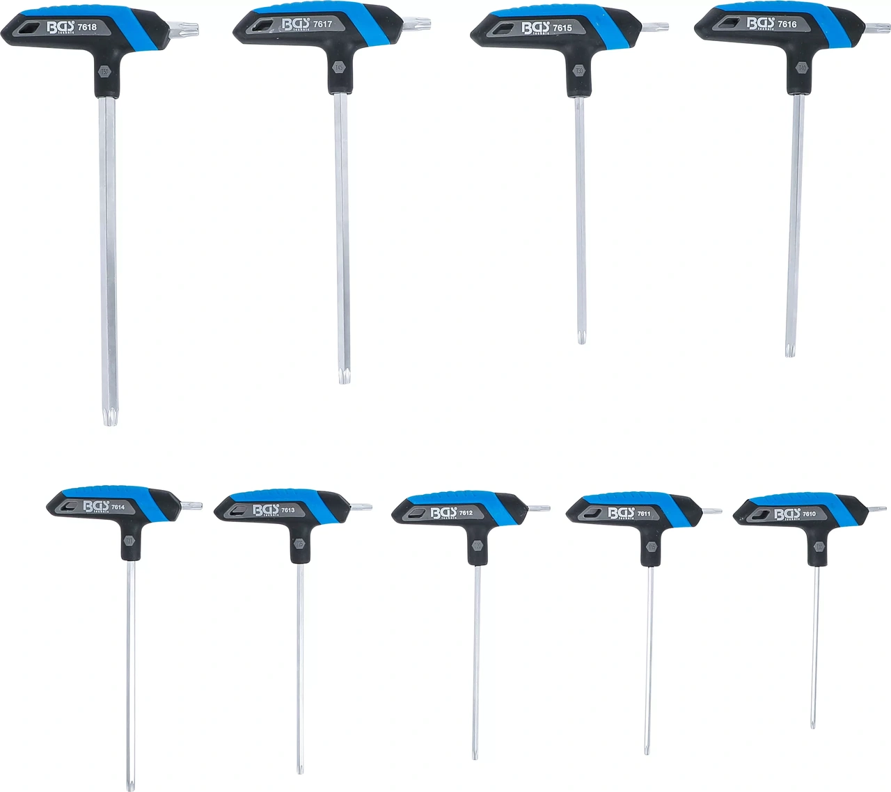 T-handtag-Nyckel-sats | T-Profil (för Torx) T10 - T50 | 9 delar