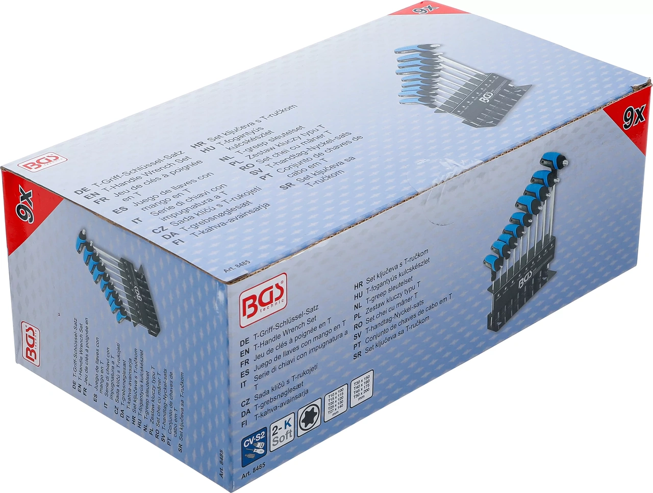 T-handtag-Nyckel-sats | T-Profil (för Torx) T10 - T50 | 9 delar