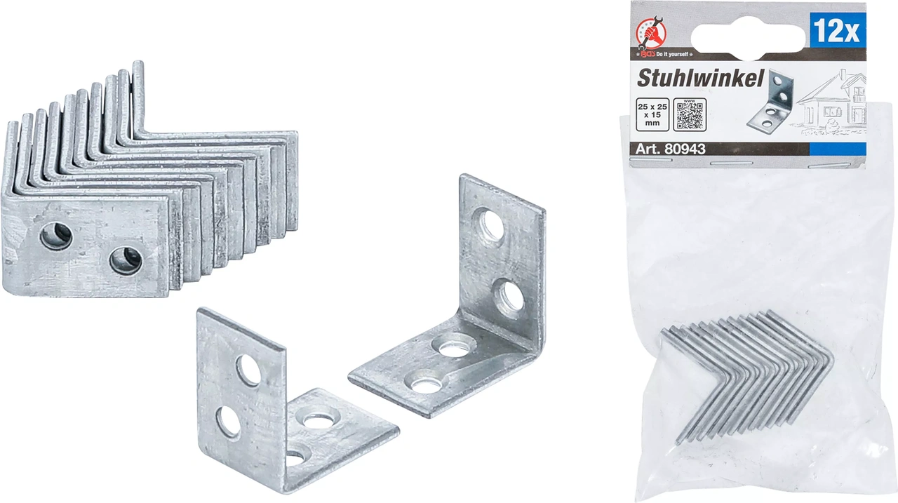 Vinkelbeslag | 25 x 25 x 15 mm | 12 delar